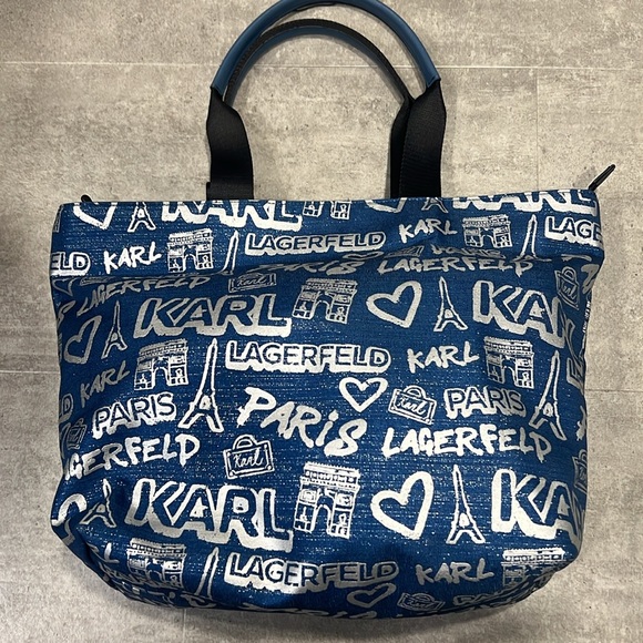 Karl Lagerfeld Handbags - Karl Lagerfield Paris Blue Silver Large Tote Bag